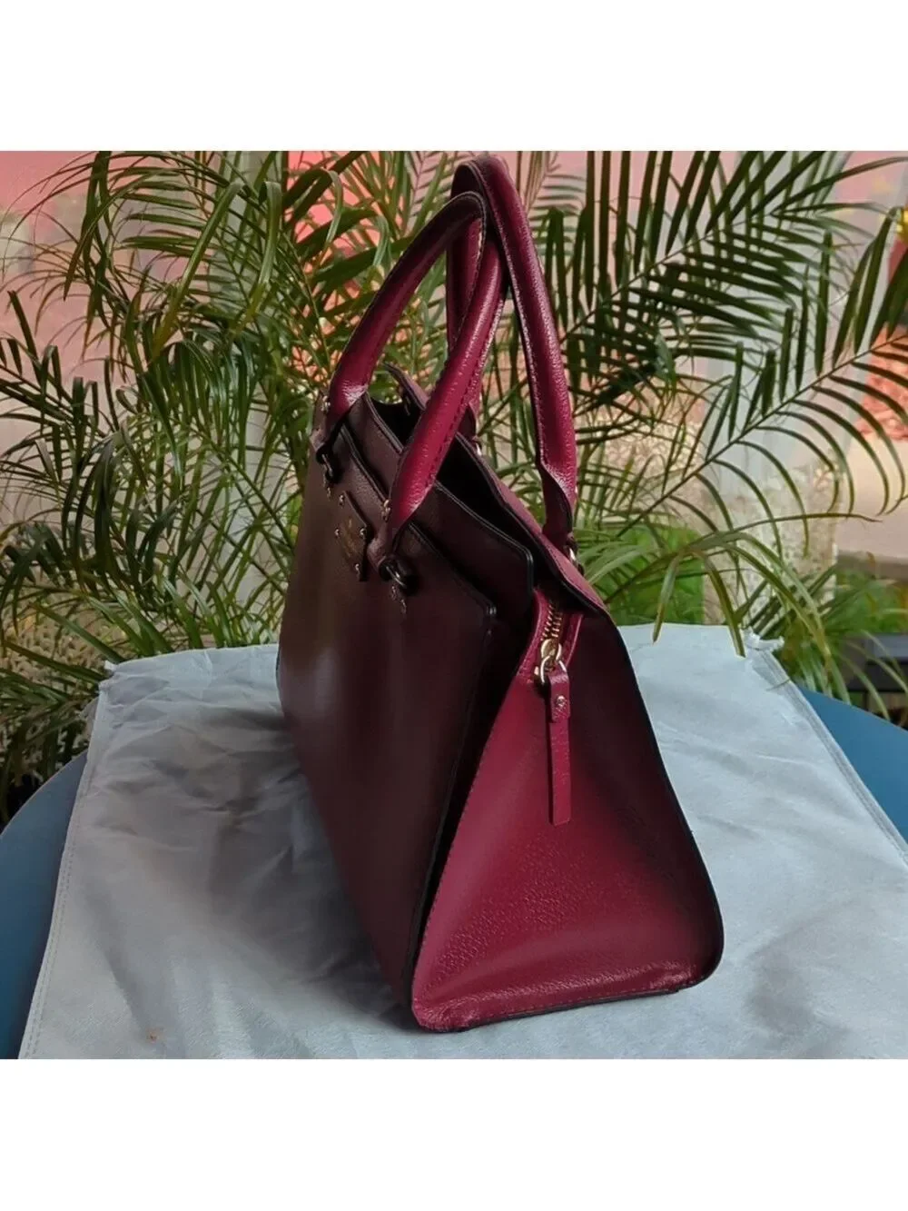 Kate Spade New York Red Leather Tote Handbag Top Handle Satchel Purse